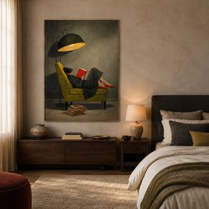 Quiet Reader Figure Wall Art styled interior scene 6 | OILDECO