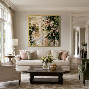 Garden Bloom Floral Wall Art styled in a modern living room | Oildeco