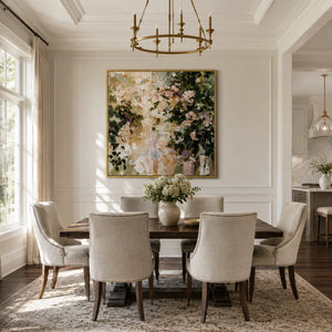Garden Bloom Floral Wall Art displayed in a bright dining room | Oildeco
