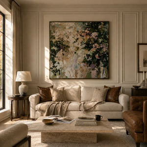 Garden Bloom Floral Wall Art styled in a contemporary entryway | Oildeco