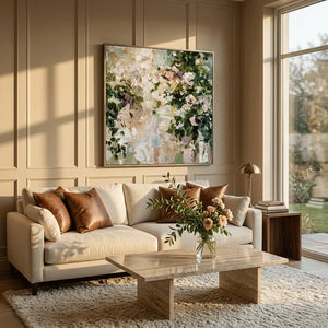 Garden Bloom Floral Wall Art styled with minimal interior decor | Oildeco
