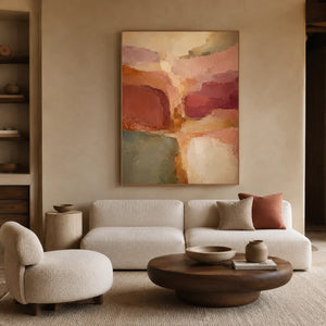 Coral Passage Abstract Wall Art styled interior scene 1 | OILDECO