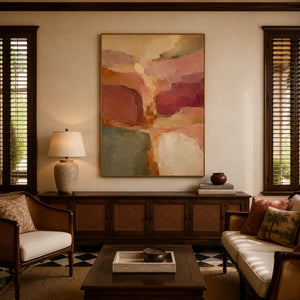 Coral Passage Abstract Wall Art styled interior scene 4 | OILDECO
