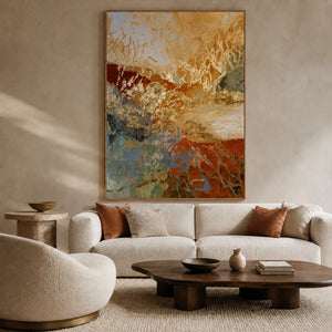 Copper Torrent Abstract Wall Art styled interior scene 1 | OILDECO