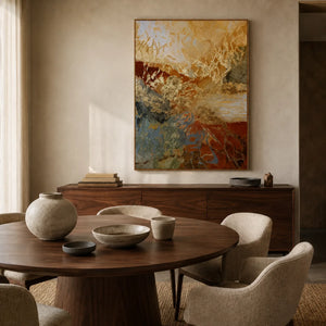 Copper Torrent Abstract Wall Art styled interior scene 2 | OILDECO