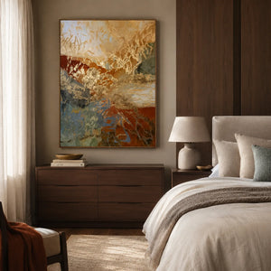Copper Torrent Abstract Wall Art styled interior scene 4 | OILDECO