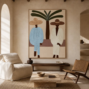 Palm Companions Figure Wall Art styled interior scene 1 | OILDECO