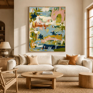 Pastel Thicket Abstract Wall Art styled interior scene 1 | OILDECO