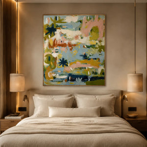 Pastel Thicket Abstract Wall Art styled interior scene 2 | OILDECO