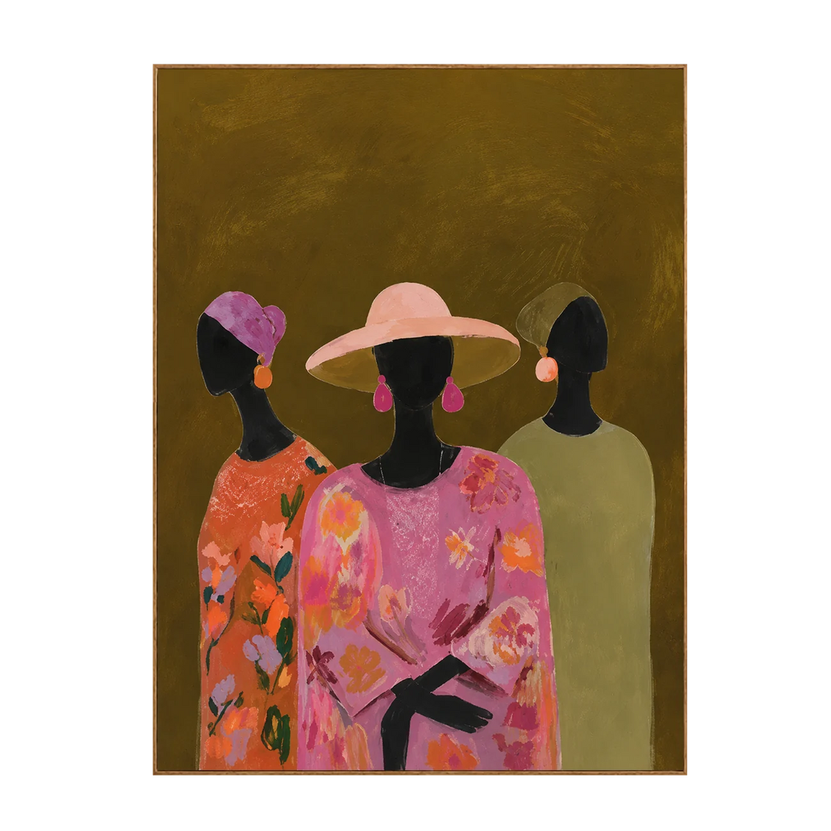 Floral Hat Trio Figure Wall Art