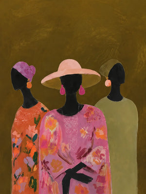 Floral Hat Trio Figure Wall Art artwork view | OILDECO