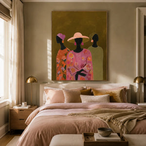 Floral Hat Trio Figure Wall Art styled interior scene 3 | OILDECO