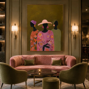 Floral Hat Trio Figure Wall Art styled interior scene 5 | OILDECO