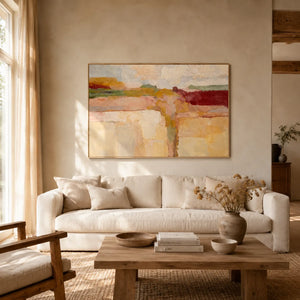 Blush Terraces Abstract Wall Art styled interior scene 1 | OILDECO