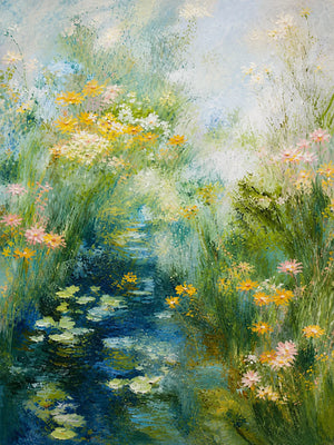 Wildflower Pond Floral Wall Art artwork view | OILDECO