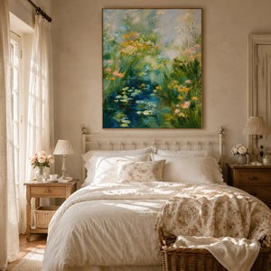 Wildflower Pond Floral Wall Art styled interior scene 3 | OILDECO