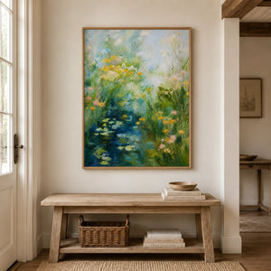 Wildflower Pond Floral Wall Art styled interior scene 4 | OILDECO
