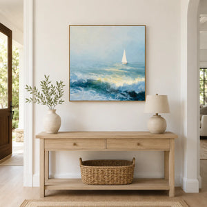 Blue Sail Seascape Wall Art styled interior scene 5 | OILDECO