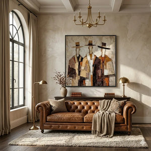Western Duo Figure Wall Art displayed in a bright dining room | Oildeco