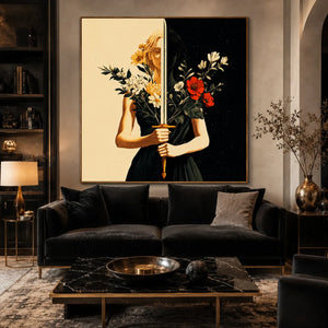 Floral Mirror Figure Wall Art styled interior scene 1 | OILDECO