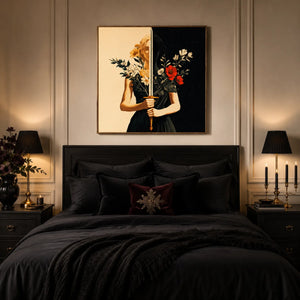 Floral Mirror Figure Wall Art styled interior scene 2 | OILDECO