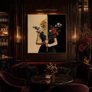 Floral Mirror Figure Wall Art styled interior scene 4 | OILDECO