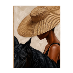 Straw Hat Horsewoman Wall Art | OILDECO