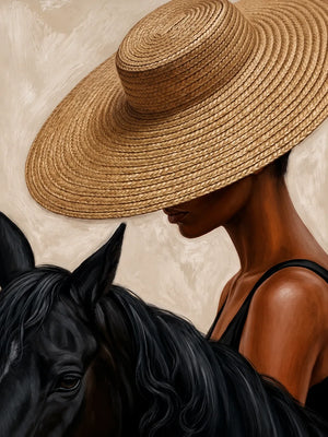 Straw Hat Horsewoman Wall Art artwork view | OILDECO
