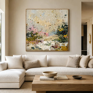 Pastel Snowfall Abstract Wall Art styled interior scene 1 | OILDECO