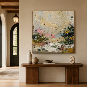 Pastel Snowfall Abstract Wall Art styled interior scene 5 | OILDECO