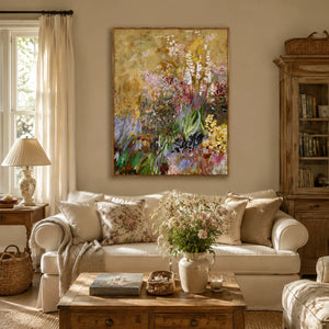 Gilded Wildflower Floral Wall Art styled interior scene 2 | OILDECO