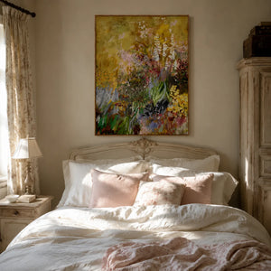 Gilded Wildflower Floral Wall Art styled interior scene 4 | OILDECO