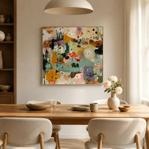 Botanical Patchwork Abstract Wall Art styled interior scene 3 | OILDECO