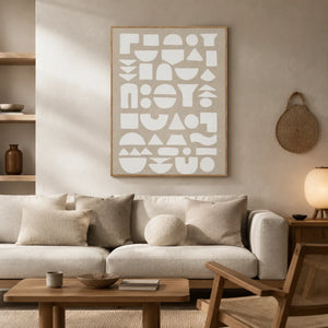 Ivory Glyph Abstract Wall Art styled interior scene 1 | OILDECO