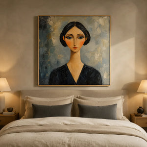 Blue Gaze Portrait Wall Art styled interior scene 2 | OILDECO