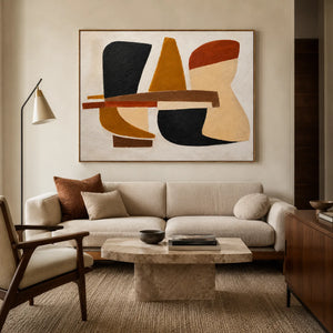 Ochre Balance Abstract Wall Art styled interior scene 1 | OILDECO