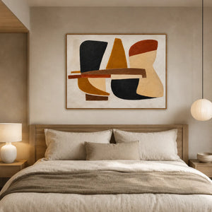 Ochre Balance Abstract Wall Art styled interior scene 2 | OILDECO