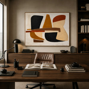 Ochre Balance Abstract Wall Art styled interior scene 4 | OILDECO