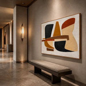 Ochre Balance Abstract Wall Art styled interior scene 5 | OILDECO