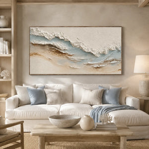 Coastal Drift Textured Wall Art styled interior scene 1 | OILDECO