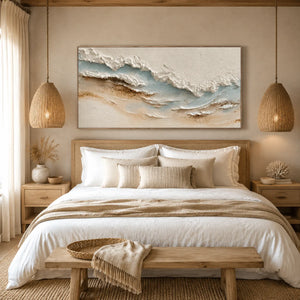 Coastal Drift Textured Wall Art styled interior scene 2 | OILDECO