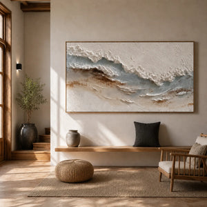 Coastal Drift Textured Wall Art styled interior scene 5 | OILDECO