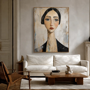 Quiet Gaze Portrait Wall Art styled interior scene 1 | OILDECO