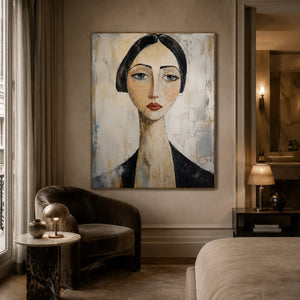 Quiet Gaze Portrait Wall Art styled interior scene 2 | OILDECO