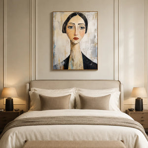 Quiet Gaze Portrait Wall Art styled interior scene 5 | OILDECO