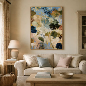 Blue Garden Floral Wall Art styled interior scene 2 | OILDECO