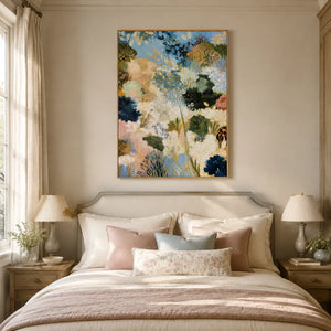 Blue Garden Floral Wall Art styled interior scene 3 | OILDECO