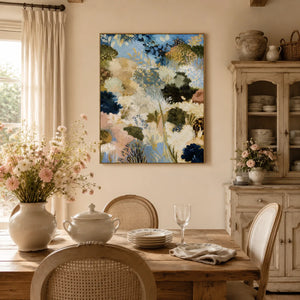 Blue Garden Floral Wall Art styled interior scene 4 | OILDECO