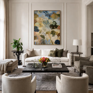 Blue Garden Floral Wall Art styled interior scene 5 | OILDECO