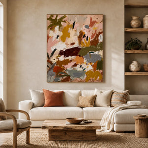 Blush Meadow Abstract Wall Art styled interior scene 1 | OILDECO